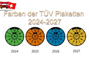 Farben der TÜV Plaketten 2024-2027